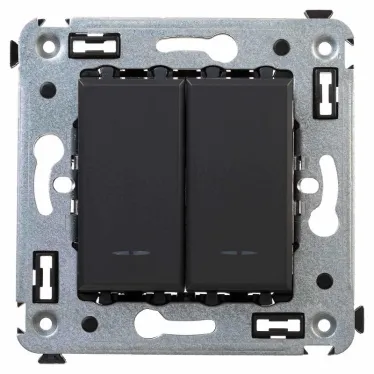 Avanti Переключатель двухклавишный в стену, , Черный матовый