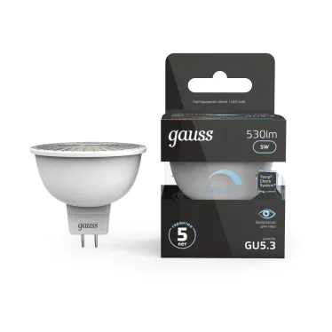 Лампа светодиодная LED 5Вт GU5.3-dim 220В 4100К MR16 диммируемая | 101505205-D | Gauss
