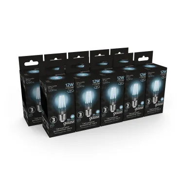 Лампа светодиодная Filament А60 12W 1250lm 4100К Е27 LED 1/10/40 | 102902212 | Gauss