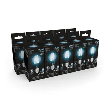 Лампа светодиодная Filament А60 20W 1850lm 4100К Е27 LED /10/40 | 1029022201 | Gauss