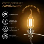 Лампа светодиодная Filament Свеча на ветру 13W 1100lm 2700К Е14 LED 1/10/50 | 104801113 | Gauss