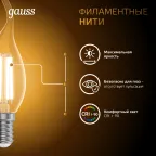 Лампа светодиодная Filament Свеча на ветру 13W 1100lm 2700К Е14 LED 1/10/50 | 104801113 | Gauss