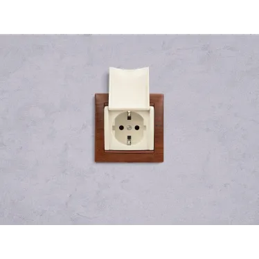 VALENA Розетка с заземлением с крышкой в рамку слоновая кость