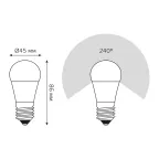 Лампа светодиодная LED 7Вт E27 220В 4100К шар, диммируемая | 105102207-D | Gauss
