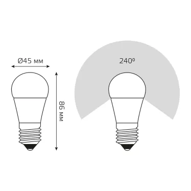Лампа светодиодная LED 7Вт E27 220В 4100К шар, диммируемая | 105102207-D | Gauss