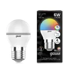 Лампа светодиодная Шар G45 6W E27 RGBW+димирование LED 1/100 | 105102406 | Gauss