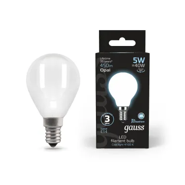 Лампа светодиодная Black LED Filament Шар OPAL E14 5W 450lm 4100K | 105201205 | Gauss