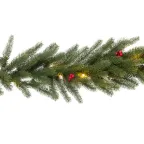 Еловый шлейф с ягодами и гирляндой 1.8 м, 30 LED, 31 В, литой, теплое белое свечение | 307-113 | NEON-NIGHT