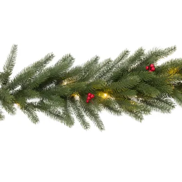 Еловый шлейф с ягодами и гирляндой 1.8 м, 30 LED, 31 В, литой, теплое белое свечение | 307-113 | NEON-NIGHT