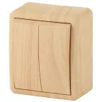 Выключатель двойной, 10АХ-250В, ОУ, Эра Эксперт, сосна,11-1204-11