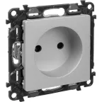 Valena LIFE Розетка силовая 2К 16А 250В c лицевой панелью алюминий со шторками безвинтовые зажимы