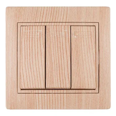 Выключатель тройной, 10А-250В, СУ, Plano, сосна,1-106-11