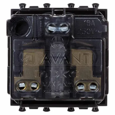 Avanti Розетка ''Черный квадрат'', 2P+E, с защитными шторками, 2 модульная