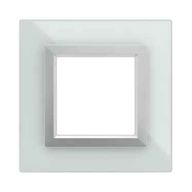 Рамка из натурального стекла,, ''Avanti'', светло-серая, 2 модуля