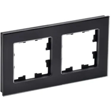BRITE Рамка 2 поста РУ-2-2-БрЧ стекло черный