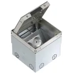 Лючок UDHome2 укомплектованный 2 розетки 2К+З (без выемки под н/п) сталь нерж. 140х140х110 мм