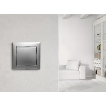 Выключатель одноклавишный, в рамку, алюминий