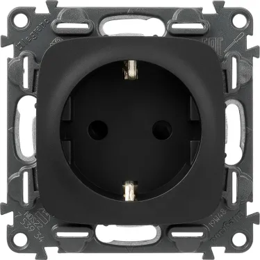 Valena ALLURE Розетка силовая 2К+З 16А 250В с лицевой панелью винтовые зажимы антрацит