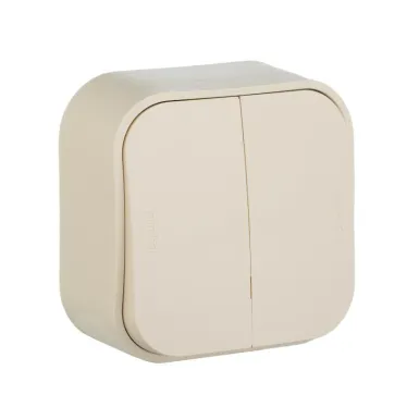 Quteo Выключатель двухклавишный наружный бежевый 10А