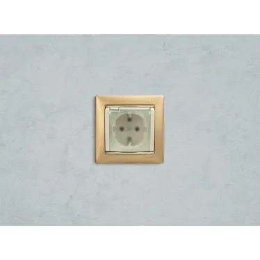 VALENA Розетка с заземлением со шторками с крышкой в рамку слоновая кость