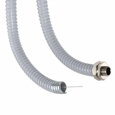 Металлорукав DN 40мм в герметичной ПВХ изоляции, Dвн 40,0 мм, Dнар 46,0, с протяжкой, 25 м, цвет серый