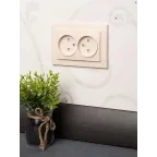 Розетка двухместная СП без заземления 10А бежевый с защитными шторками Минск