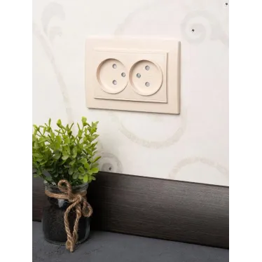 Розетка двухместная СП без заземления 10А бежевый с защитными шторками Минск