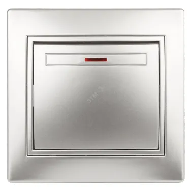 1-102-03 Intro Выключатель с подсветкой, 10А-250В, IP20, СУ, Plano, алюминий | Б0030034 | Intro