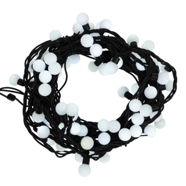 Гирлянда Мультишарики Ø23 мм, 10 м, черный каучук, 80 LED, постоянное свечение, цвет Белый | 303-595 | NEON-NIGHT