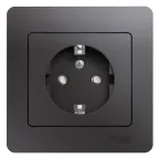 GLOSSA розетка с заземлением со шторками в сборе графит