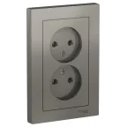 Розетка ATLASDESIGN двойная без заземления 16А в сборе сталь