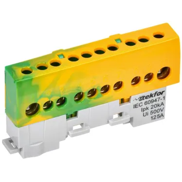 TEKFOR Шина PE земля изолированная на универсальном держателе 8х12-10-ЖЗ IEK