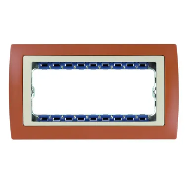 Рамка с суппортом на 8 узких модулей, S82C, терракот - сл.кость