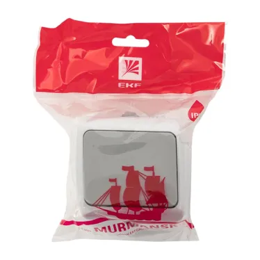 Кнопка звонка Мурманск 1-клавишная 10А IP54 серая