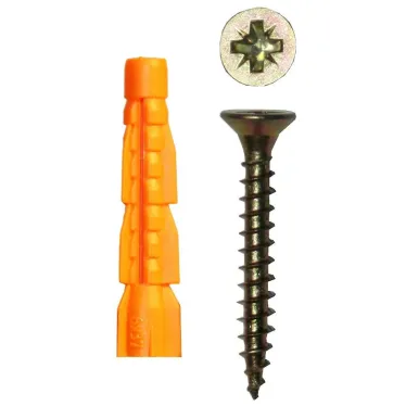Шуруп универсальный 4.0х50 потайная головка желтопассивированный + дюбель 6х37 (16шт)