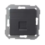 Розетка прямая для передачи данных со шторкой на 1 разъем RJ45 черного матового цвета S82 Concept