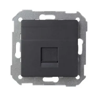 Розетка прямая для передачи данных со шторкой на 1 разъем RJ45 черного матового цвета S82 Concept