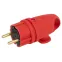 Вилка VX11-R-IP44 каучуковая c заземлением 16А IP44 с кольцом угловая красная