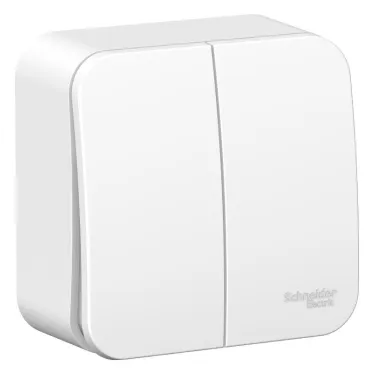 BLANCA двухклавишный выключатель наружный (cх.5), 6а, 250в, белый