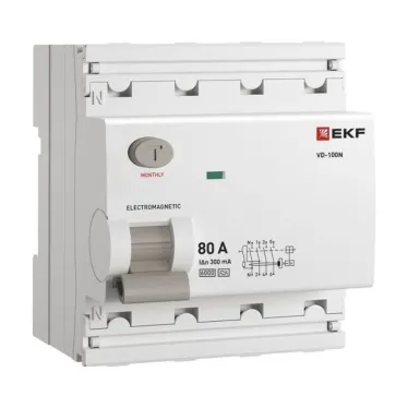 Выключатель дифференциального тока ВД-100N 4P 80А 300мА A эл-мех 6кА PROXIMA