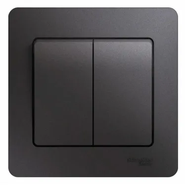 GLOSSA выключатель 2-клавишный в сборе сх.5 графит