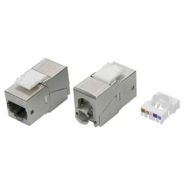 Модуль Keystone RJ45 CAT 5E экранированный (STP). 180 градусов. серебристый