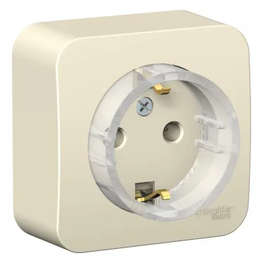 Розетка BLANCA наружная, с заземлением, без шторок, (тонкая), с изолирующей пластиной 16А, 250В, молочный