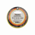 Изолента ПВХ KRANZ 0.13х15 мм, 25 м, желто-зеленая