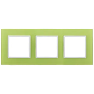 Рамка на 3 поста, стекло, Эра Elegance, лайм+бел, 14-5103-26