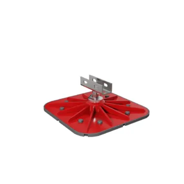 Опора размером 345х345 мм c горизонтальным креплением профиля для установки на кровлю, алюминий