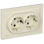 BRITE Розетка двойная с заземлением с защитными шторками 16А в сборе РСш12-3-БрКр бежевый