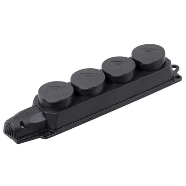 ОМЕГА Розетка каучук четырехместная с защитными крышками IP44