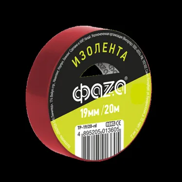 Изолента ПВХ ФАZА 19мм * 20м красная, ФАZА