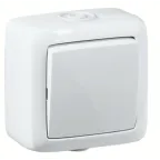 Переключатель одноклавишный наружный белый 16А